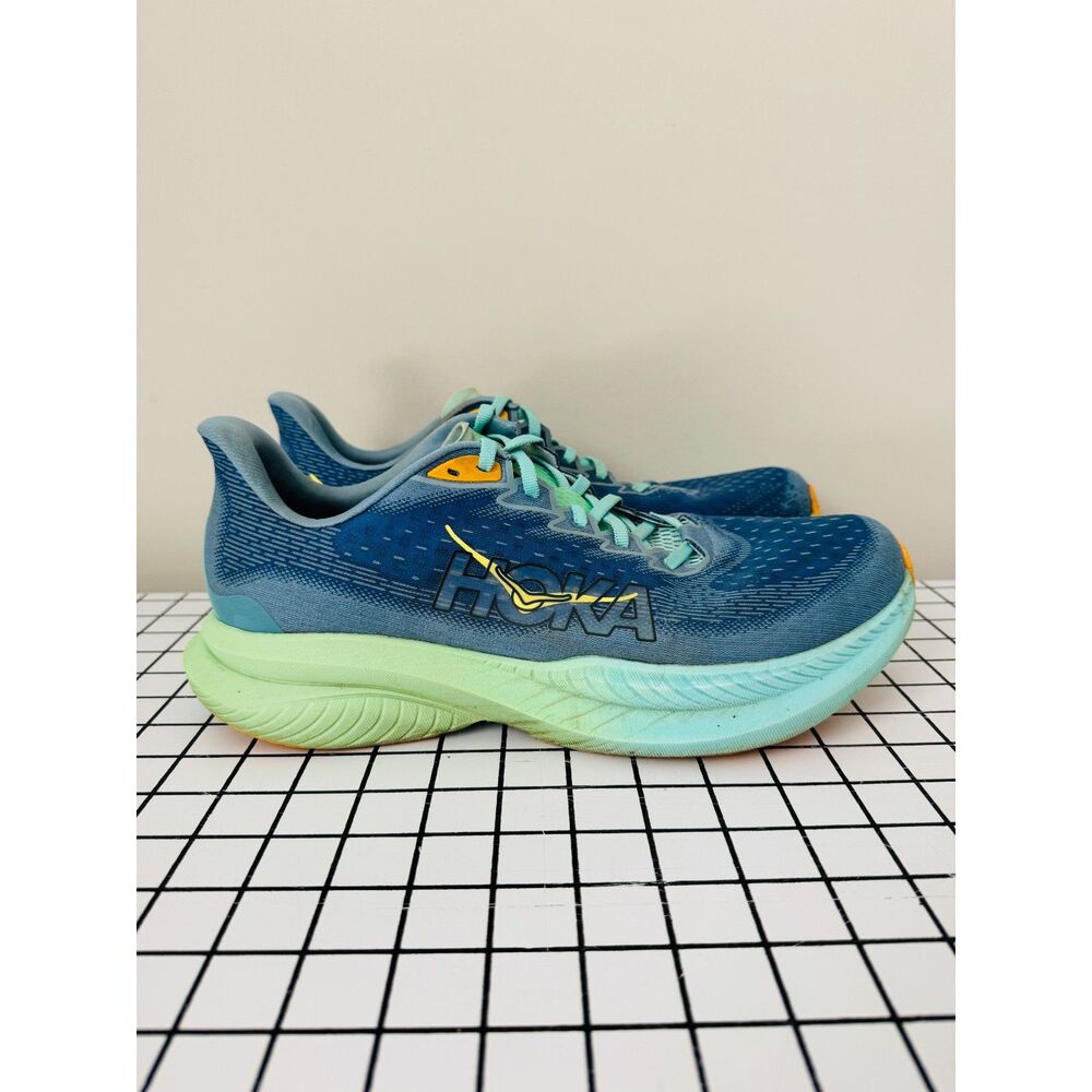 Hoka One One Mach 6 Lace Up Running Sneakers Mens 11 Wide 2E Blue